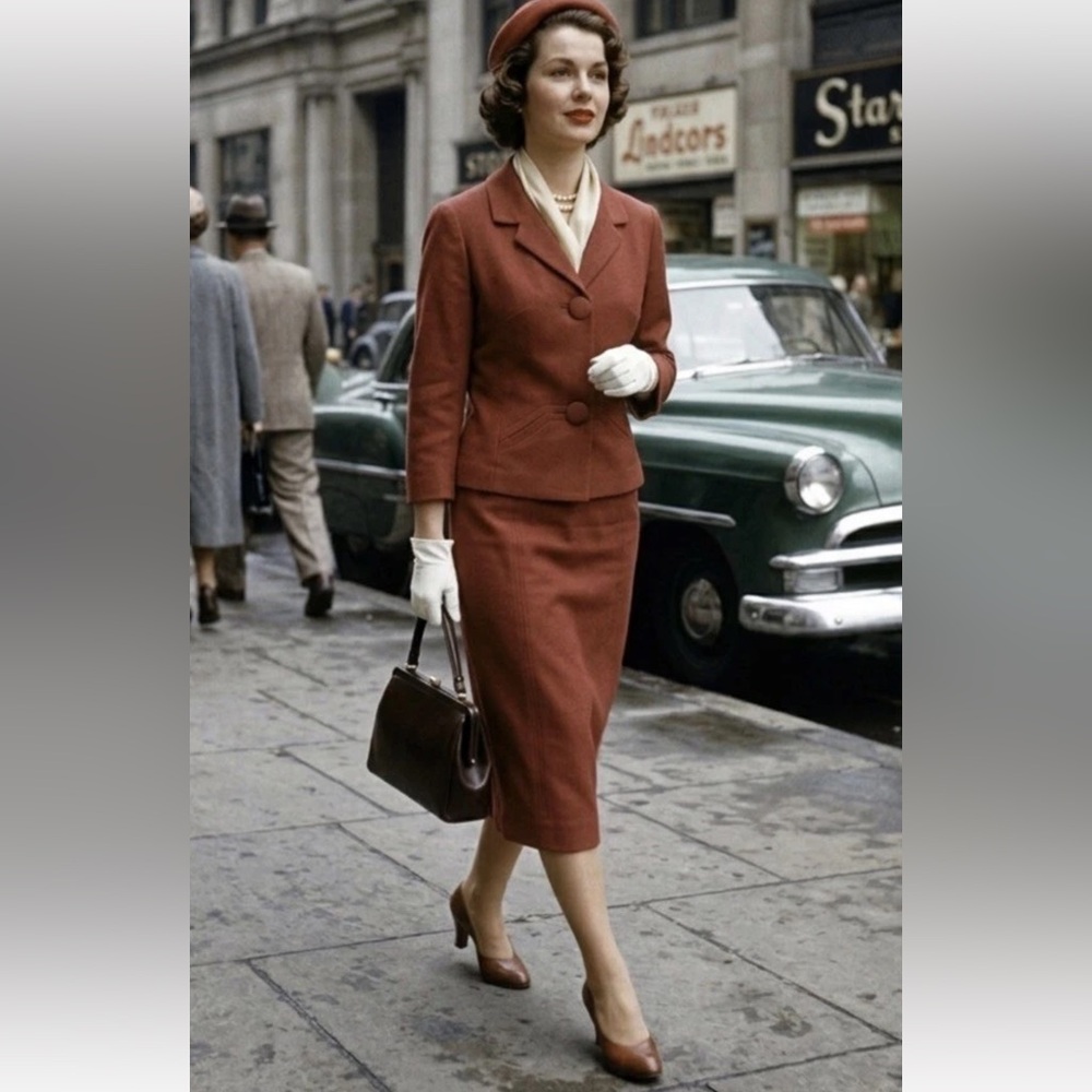 VTG 1950s & 60s Handmade Vogue Couturier Design Wool 2PC Suit. Size Small. Rare.